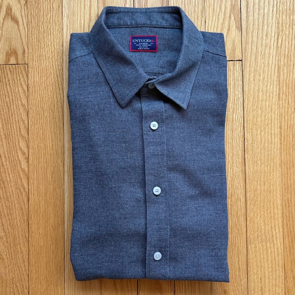 UNTUCKit Men’s Long Sleeve Shirt Wrinkle Free Slim Fit XL Gray Charcoal